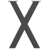 Крака за трапезна маса, X-образни, 2 бр., антрацит, 60x(72-73) см, стомана