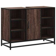 Шкаф за мивка за баня, кафяв дъб, 80x33x60 см, инженерно дърво