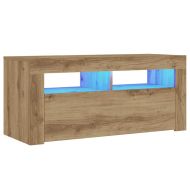 ТВ шкаф с LED осветление, 90x35x40 см, инженерно дърво
