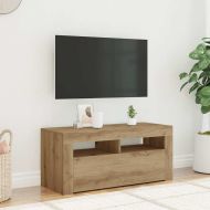 ТВ шкаф с LED осветление, 90x35x40 см, инженерно дърво