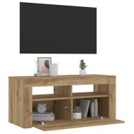 ТВ шкаф с LED осветление, 90x35x40 см, инженерно дърво