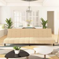 2-местно разтегателно канапе, кремаво, кадифе