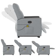 Изправящ масажен реклайнер стол, светлосив, текстил