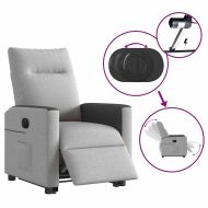 Електрически изправящ реклайнер стол, облачно сив, текстил