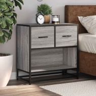 Нощно шкафче Grey Sonoma 60x31x60 cm Обработено дърво и метал