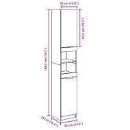 Шкаф за баня, бетонно сив, 32x34x188,5 см, инженерно дърво