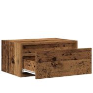 Нощно шкафче за стена с LED светлини, старо дърво