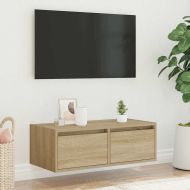 ТВ шкаф с LED осветление, дъб сонома, 75x35,5x25 см
