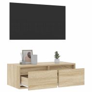 ТВ шкаф с LED осветление, дъб сонома, 75x35,5x25 см