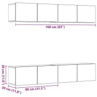 Комплект ТВ шкафове за стенен монтаж 4 части, инженерно дърво