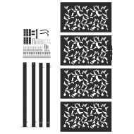 Градинска порта, черна, 100x200 см, дизайн от стоманено крило