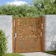 Градинска порта 100x100 см, издръжлива стомана, дизайн с пламък