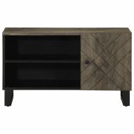ТВ шкаф, черен, 80x33x46 см, мангово дърво масив