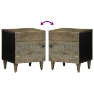 Нощно шкафче Светло сиво 40x33x46 cm Масивна дървесина Манго