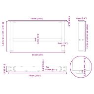 Крака за масичка за кафе, бели, 2 бр., 70 x (30-31) см, стомана