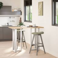 Крака за бар маса, Т-образни, 2 бр., бели, 50x35x(100-101) см, стомана