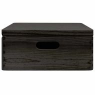 Дървена кутия с капак и дръжки Черно масивна дървесина бор