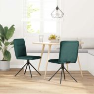 Трапезни столове, 2 бр, тъмнозелени, текстил