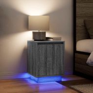 Нощен шкаф с LED осветление Grey Sonoma 38x34x50 cm
