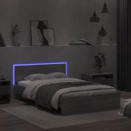 Рамка за легло с табла и LED, сив сонома, 120x190 см