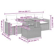 Градински диван с възглавници 5 части бежов полиратан акация