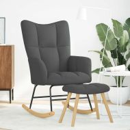 Люлеещ се стол с табуретка за крака, тъмносив, плат