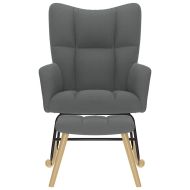 Люлеещ се стол с табуретка за крака, тъмносив, плат