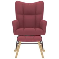 Люлеещ се стол с табуретка за крака, виненочервен, текстил