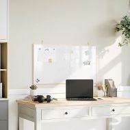 Магнитна бяла дъска с рамка от масивна борова дървесина 100x55 см