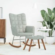 Люлеещ се стол с табуретка, светлосив кадифе