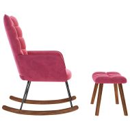 Люлеещ се стол с табуретка Вино Червено кадифе