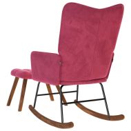 Люлеещ се стол с табуретка Вино Червено кадифе