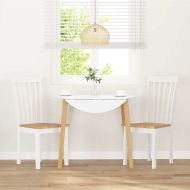 трапезни столове 2 бр. бяла масивна дървесина гума