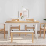 Пейка 90 cm Бяла масивна дървесина Гума