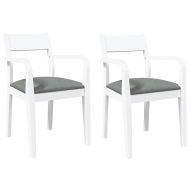 Трапезни столове с възглавници 2 бр Бяла масивна дървесина гума