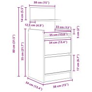 Нощни шкафчета с 2 чекмеджета 2 бр., опушен дъб 38x34x80 см