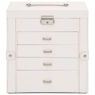 Кутия за бижута 5-слойна с огледало заключваща се бяла