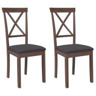 Трапезни столове с възглавници 2бр Кафяв масивна дървесина гума