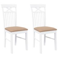 Трапезни столове с възглавници 2 бр Бяла масивна дървесина гума