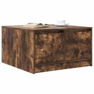 Масичка за кафе с чекмеджета, опушен дъб 70,5x70x40 см