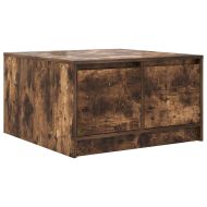 Масичка за кафе с чекмеджета, опушен дъб 70,5x70x40 см