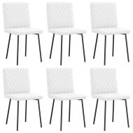 Трапезни столове, 6 бр, бели, изкуствена кожа