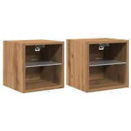 Стенни шкафове за телевизор с LED осветление 2 броя Дъб Artisan