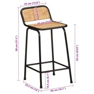 Бар столове 2 бр. 46x35,5x80 cm Масивна дървесина Грубо манго