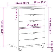 Подвижен шкаф с чекмеджета "MOSS" Черно масивно дърво бор