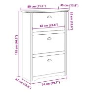 vidaXLL стелаж за обувки "BODO" White 80x35x118 cm