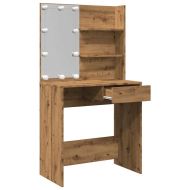 Тоалетка с LED, Дъб артизан, 74,5x40x141 см