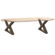 Крака за масичка за кафе, 2 бр., естествена стомана, 60 x (30-31,3) см, стомана