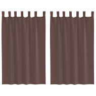 Пердета от воал с прът джобове, 2 бр, кафяво