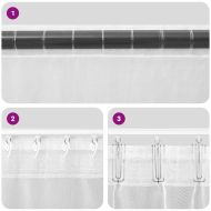 Пердета от воал с примки, 2 бр, тъмносиво, 140x245 см